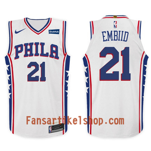 NBA Philadelphia 76ers Trikot Joel Embiid 21 Nike 2017-18 Weiß Swingman - Herren NBA Philadelphia 76ers Trikot Joel Embiid 21 Nike 2017-18 Weiß Swingman - Herren
